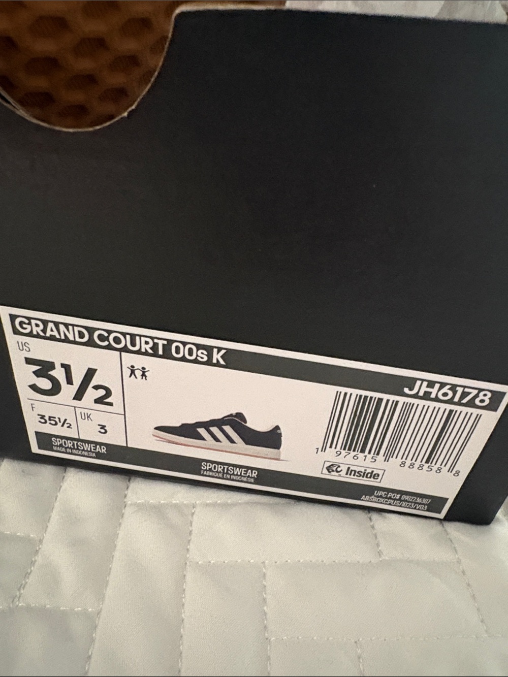adidas Grand Court 00s K Black with White Stripes Sneakers